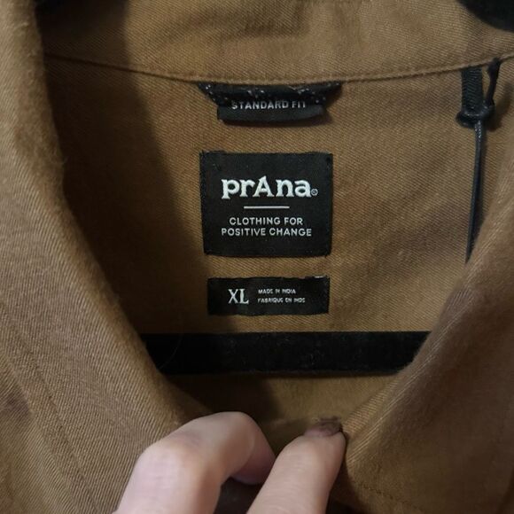 NWT- Prana- Men’s Tan Dolberg 100% Cotton Flannel PaTCH Pocket Shirt, XL - Picture 2 of 7